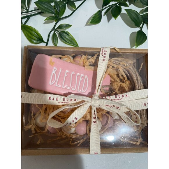 Rae Dunn "Blessed" Pink Decorative Beaded Garland Set Gift Box With Ribbon - Picture 3 of 4